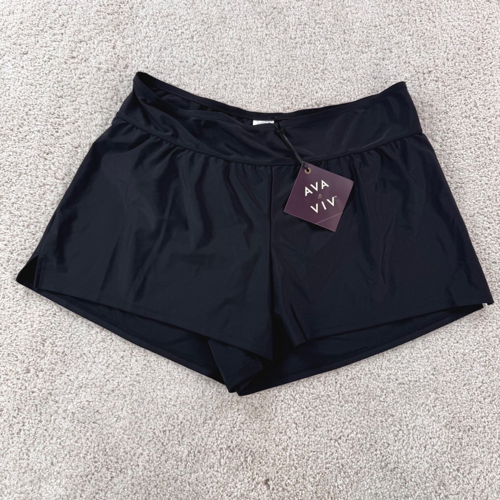 Ava & Viv Womens Plus Size 16W/18W Black Swim Shorts Board Shorts NWT